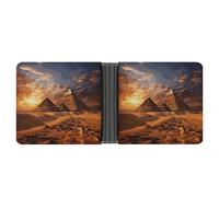 Rrtsmsgh Egyptian Pyramids Wallet for Men & Women Ultra Slim PU Leather Bifold Wallet, Credit Card Holder for Travel