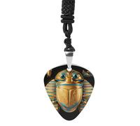 Rrtsmsgh Egyptian Scarab Guitar Pick Necklace for Men & Women, Titanium Steel Guitar Plectrum Pendant, Music Lover Gift for Guitarists, Musicians, Rock Fans