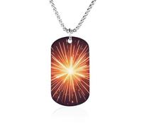 Rrtsmsgh Explosion Firework 3D Necklace Titanium Steel Rectangle Pendants, Chain Necklace Jewelry Gift for Men Women