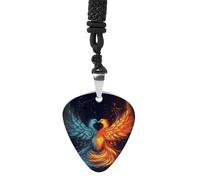 Rrtsmsgh Fire And Water Phoenix Guitar Pick Necklace for Men & Women, Titanium Steel Guitar Plectrum Pendant, Music Lover Gift for Guitarists, Musicians, Rock Fans