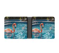 Rrtsmsgh Flamingo And Swimming Pools Wallet for Men & Women Ultra Slim PU Leather Bifold Wallet, Credit Card Holder for Travel