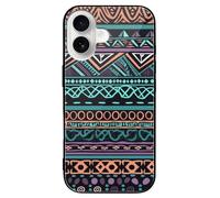 Rrtsmsgh for iPhone 16 Case Crystal Glass Phone Cover, Slim Shockproof Drop Protection, Durable Phone Cover Anti Yellowing Unique Aztec Pattern iPhone 16 Case for Men Women
