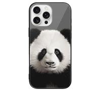 Rrtsmsgh for iPhone 16 Case Crystal Glass Phone Cover, Slim Shockproof Drop Protection, Durable Phone Cover Anti Yellowing Panda Bear Head iPhone 16 Pro Max Case for Men Women