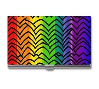 Rrtsmsgh Gay Pride Rainbow Pattern Business Card Holder, Ultra Slim Aluminum Business Card Case, Portable Sleek Metal Wallet for Men & Women