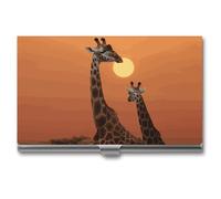 Rrtsmsgh Giraffe at Sunset Business Card Holder, Ultra Slim Aluminum Business Card Case, Portable Sleek Metal Wallet for Men & Women