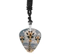 Rrtsmsgh Giraffes Wearing Sunglasses Guitar Pick Necklace for Men & Women, Titanium Steel Guitar Plectrum Pendant, Music Lover Gift for Guitarists, Musicians, Rock Fans
