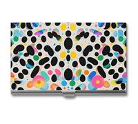 Rrtsmsgh Glitter Rainbow Polka Dot Business Card Holder, Ultra Slim Aluminum Business Card Case, Portable Sleek Metal Wallet for Men & Women