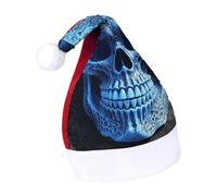 Rrtsmsgh Glitter Sequin Christmas Hat Funny Soft Xmas Cap Adult, 3D Print Blue Skull Santa Hat for New Year Party, Red-style