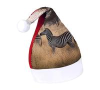Rrtsmsgh Glitter Sequin Christmas Hat Funny Soft Xmas Cap Adult, Africa Grassland Zebra Santa Hat for New Year Party