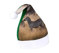 Rrtsmsgh Glitter Sequin Christmas Hat Funny Soft Xmas Cap Adult, Africa Grassland Zebra Santa Hat for New Year Party