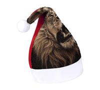 Rrtsmsgh Glitter Sequin Christmas Hat Funny Soft Xmas Cap Adult, Angry Lion Santa Hat for New Year Party, Red-style