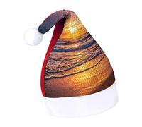 Rrtsmsgh Glitter Sequin Christmas Hat Funny Soft Xmas Cap Adult, Beach Sunset Waves Santa Hat for New Year Party