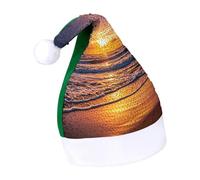 Rrtsmsgh Glitter Sequin Christmas Hat Funny Soft Xmas Cap Adult, Beach Sunset Waves Santa Hat for New Year Party