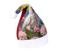 Rrtsmsgh Glitter Sequin Christmas Hat Funny Soft Xmas Cap Adult, Beautiful Cockatoo Bird Flower Santa Hat for New Year Party