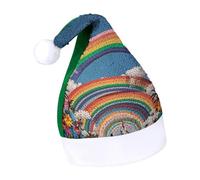 Rrtsmsgh Glitter Sequin Christmas Hat Funny Soft Xmas Cap Adult, Beautiful World Rainbow Santa Hat for New Year Party
