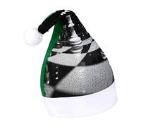 Rrtsmsgh Glitter Sequin Christmas Hat Funny Soft Xmas Cap Adult, Black And White Chess Santa Hat for New Year Party