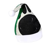 Rrtsmsgh Glitter Sequin Christmas Hat Funny Soft Xmas Cap Adult, Black And White Paw Print Santa Hat for New Year Party