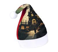 Rrtsmsgh Glitter Sequin Christmas Hat Funny Soft Xmas Cap Adult, Black Haunted Mansion Santa Hat for New Year Party
