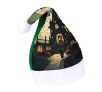 Rrtsmsgh Glitter Sequin Christmas Hat Funny Soft Xmas Cap Adult, Black Haunted Mansion Santa Hat for New Year Party