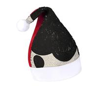 Rrtsmsgh Glitter Sequin Christmas Hat Funny Soft Xmas Cap Adult, Black & White Big Dot Santa Hat for New Year Party