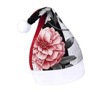 Rrtsmsgh Glitter Sequin Christmas Hat Funny Soft Xmas Cap Adult, Black White Striped Flowers Santa Hat for New Year Party