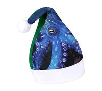 Rrtsmsgh Glitter Sequin Christmas Hat Funny Soft Xmas Cap Adult, Blue Octopus Santa Hat for New Year Party, Green-style