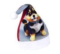 Rrtsmsgh Glitter Sequin Christmas Hat Funny Soft Xmas Cap Adult, Card Love Fancy Puppy Santa Hat for New Year Party