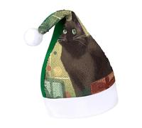 Rrtsmsgh Glitter Sequin Christmas Hat Funny Soft Xmas Cap Adult, Cartoon Cat And Christmas Santa Hat for New Year Party, Green-style