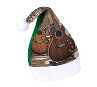 Rrtsmsgh Glitter Sequin Christmas Hat Funny Soft Xmas Cap Adult, Collection Guitar Santa Hat for New Year Party, Green-style
