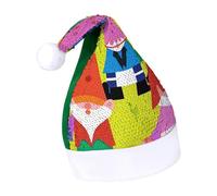 Rrtsmsgh Glitter Sequin Christmas Hat Funny Soft Xmas Cap Adult, Colorful Gnomes Santa Hat for New Year Party