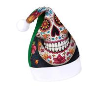 Rrtsmsgh Glitter Sequin Christmas Hat Funny Soft Xmas Cap Adult, Colorful Sugar Skull Santa Hat for New Year Party
