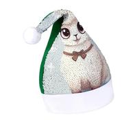 Rrtsmsgh Glitter Sequin Christmas Hat Funny Soft Xmas Cap Adult, Cute Animal Alpaca Santa Hat for New Year Party