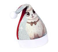 Rrtsmsgh Glitter Sequin Christmas Hat Funny Soft Xmas Cap Adult, Cute Animal Alpaca Santa Hat for New Year Party