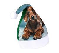 Rrtsmsgh Glitter Sequin Christmas Hat Funny Soft Xmas Cap Adult, Cute Dachshound Dogs Santa Hat for New Year Party