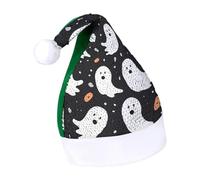 Rrtsmsgh Glitter Sequin Christmas Hat Funny Soft Xmas Cap Adult, Cute Ghost Halloween Pattern Santa Hat for New Year Party