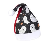 Rrtsmsgh Glitter Sequin Christmas Hat Funny Soft Xmas Cap Adult, Cute Ghost Halloween Pattern Santa Hat for New Year Party