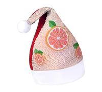 Rrtsmsgh Glitter Sequin Christmas Hat Funny Soft Xmas Cap Adult, Cute Grapefruit Santa Hat for New Year Party