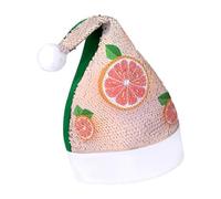 Rrtsmsgh Glitter Sequin Christmas Hat Funny Soft Xmas Cap Adult, Cute Grapefruit Santa Hat for New Year Party