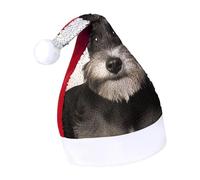 Rrtsmsgh Glitter Sequin Christmas Hat Funny Soft Xmas Cap Adult, Cute Schnauzer Santa Hat for New Year Party, Red-style