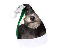Rrtsmsgh Glitter Sequin Christmas Hat Funny Soft Xmas Cap Adult, Cute Schnauzer Santa Hat for New Year Party, Green-style