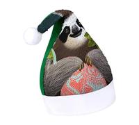 Rrtsmsgh Glitter Sequin Christmas Hat Funny Soft Xmas Cap Adult, Cute Sloth Santa Hat for New Year Party