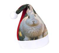Rrtsmsgh Glitter Sequin Christmas Hat Funny Soft Xmas Cap Adult, Cute White Rabbit Santa Hat for New Year Party