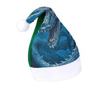Rrtsmsgh Glitter Sequin Christmas Hat Funny Soft Xmas Cap Adult, Dragon Cool Blue Santa Hat for New Year Party, Green-style