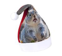 Rrtsmsgh Glitter Sequin Christmas Hat Funny Soft Xmas Cap Adult, Funny Cute Squirrel Santa Hat for New Year Party, Red-style