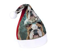 Rrtsmsgh Glitter Sequin Christmas Hat Funny Soft Xmas Cap Adult, Funny English Bulldog Santa Hat for New Year Party