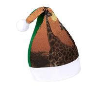 Rrtsmsgh Glitter Sequin Christmas Hat Funny Soft Xmas Cap Adult, Giraffe at Sunset Santa Hat for New Year Party, Green-style