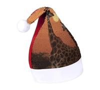 Rrtsmsgh Glitter Sequin Christmas Hat Funny Soft Xmas Cap Adult, Giraffe at Sunset Santa Hat for New Year Party, Red-style