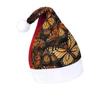 Rrtsmsgh Glitter Sequin Christmas Hat Funny Soft Xmas Cap Adult, Heaps of Orange Monarch Butterflies Santa Hat for New Year Party, Red-style
