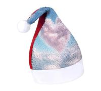 Rrtsmsgh Glitter Sequin Christmas Hat Funny Soft Xmas Cap Adult, Heart Shaped Cloud Santa Hat for New Year Party, Red-style