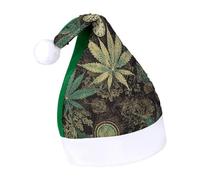 Rrtsmsgh Glitter Sequin Christmas Hat Funny Soft Xmas Cap Adult, Leaves Santa Hat for New Year Party, Green-style